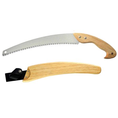 13inch Curved Pruning Saw with Wooden Sheath - Curved blade pruning handsaw with wooden sheath